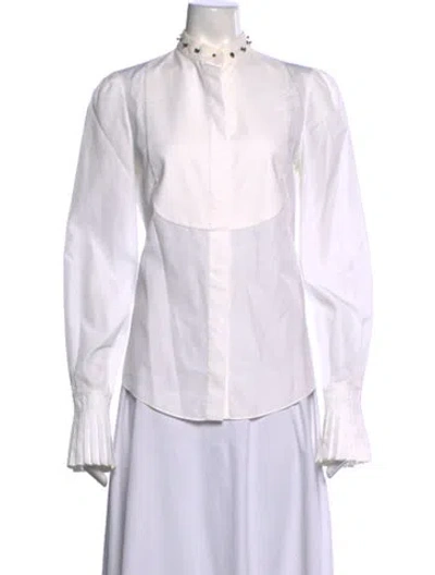 Pre-owned Alexander Mcqueen Long Sleeve Blouse In White