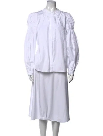 Pre-owned Alexander Mcqueen Long Sleeve Blouse In White