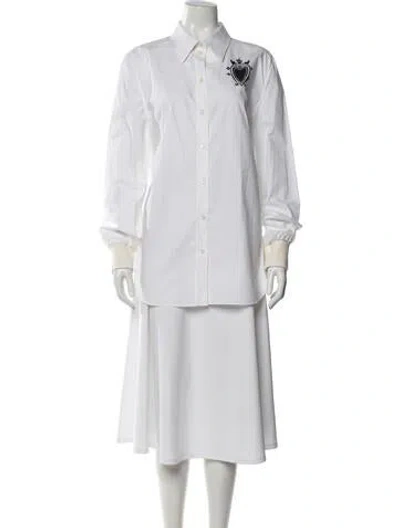 Pre-owned Alexander Mcqueen Long Sleeve Button-up Top In White