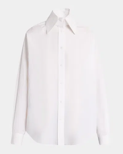 Alexander Mcqueen Long-sleeve Cotton Button-down Shirt In Opticalwhite