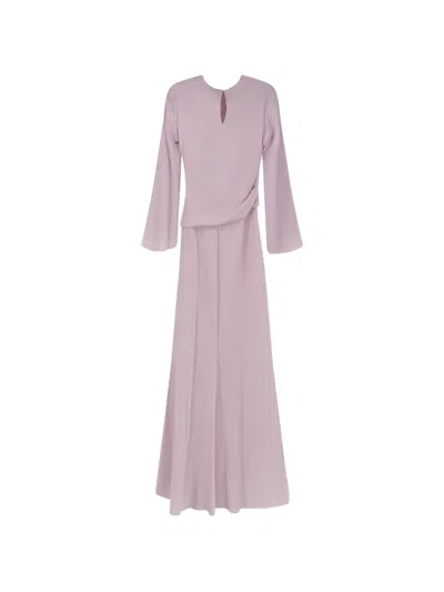 Alexander Mcqueen Long-sleeve Draped Maxi Dress In Pink
