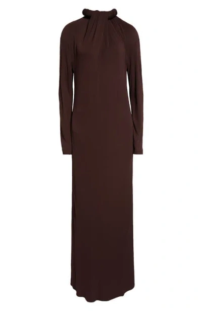 Alexander Mcqueen Long Sleeve Jersey Dress In Burgundy
