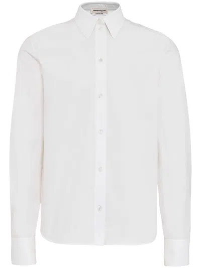 Alexander Mcqueen Long-sleeve Poplin Shirt In White