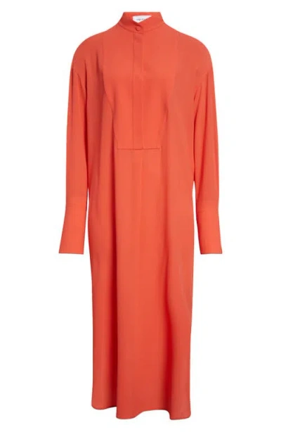 Alexander Mcqueen Long Sleeve Silk Shirtdress In Coral