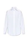 Alexander Mcqueen Long Sleeved Buttoned Poplin Shirt In Opticalwhite