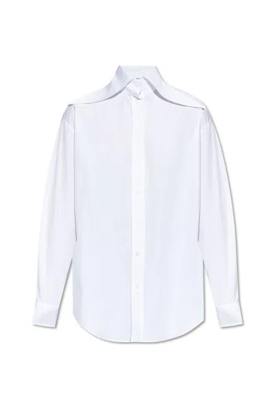 Alexander Mcqueen Long Sleeved Buttoned Poplin Shirt In White