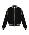 Alexander Mcqueen Embroidered Wool Bomber Jacket In Black