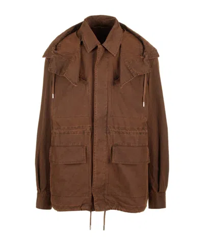 Alexander Mcqueen Long-sleeved Casual Jacket In Brown
