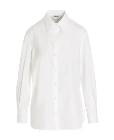 Alexander Mcqueen Long-sleeved Cotton Shirt In White