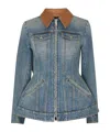 Alexander Mcqueen Alexander Mc Queen Light Blue Washed Denim Jacket With Ruffles In Blue