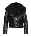 Alexander Mcqueen Long-sleeved Leather Jacket In Black