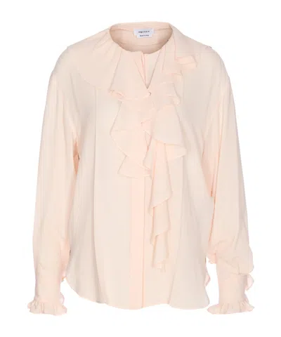 ALEXANDER MCQUEEN ALEXANDER MCQUEEN LONG SLEEVED RUFFLED CREWNECK BLOUSE