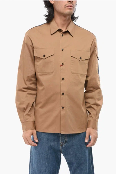 Alexander Mcqueen Cotton Shirt With Button-down Collar And Pockets In Brown