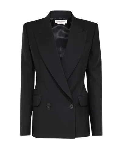 Alexander Mcqueen Upside-down Lapel Jacket In Black