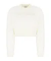 Alexander Mcqueen Cropped Cotton Knit With Ribbed Cuffs In White