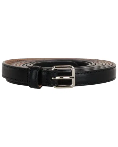 Alexander Mcqueen Long Thin Leather Belt In Black