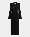 Alexander Mcqueen Long Wrap Suiting Wool Cashmere Coat In Black
