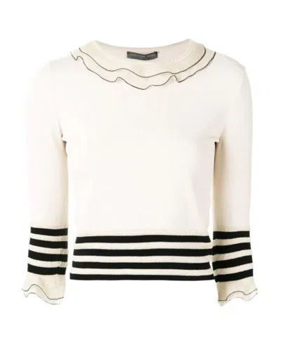 Alexander Mcqueen Lotus Leaf Edge Knitted Pullover In White
