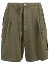 Alexander Mcqueen Cargo Pocket Drawstring Waist Shorts In Khaki Green