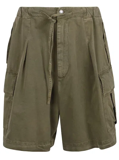 Alexander Mcqueen Cargo Pocket Drawstring Waist Shorts In Green