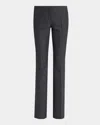Alexander Mcqueen Mcqueen Prince Of Wales Wool & Mohair Bootcut Trousers In Dark Grey