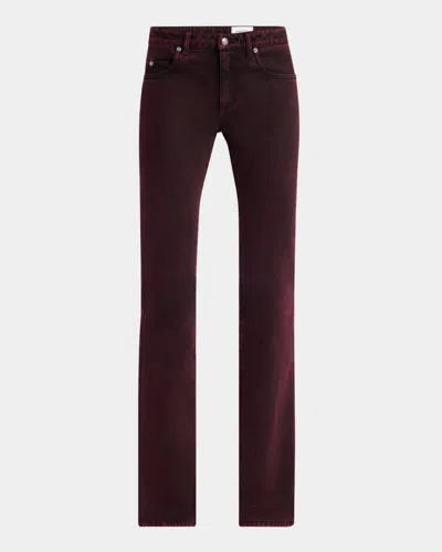 Alexander Mcqueen Low-rise Red-wash Denim Flare Trousers In Raspberry