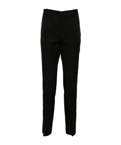 Alexander Mcqueen Low-rise Satin-trim Tailored Trousers In Black