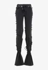 Alexander Mcqueen Flared Jeans With Unique Lace-up Detailing And High-quality Cotton Fabric In Black