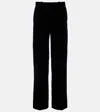 Alexander Mcqueen Low-rise Velvet Wide-leg Pants In Black