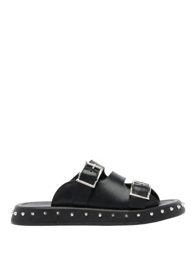 ALEXANDER MCQUEEN LOW SANDALS WITH BUCKLE IN BLACK/SILVER