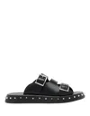 Alexander Mcqueen Leather Punk Slides For Ed In Black