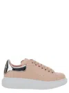 Alexander Mcqueen Pink Low Top Sneakers With Oversized Platform And Metallic Heel Tab In Leather Wom In Pink