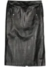 Alexander Mcqueen Low Waist Leather Skirt