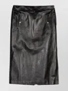 Alexander Mcqueen Low Waist Leather Skirt In Grey