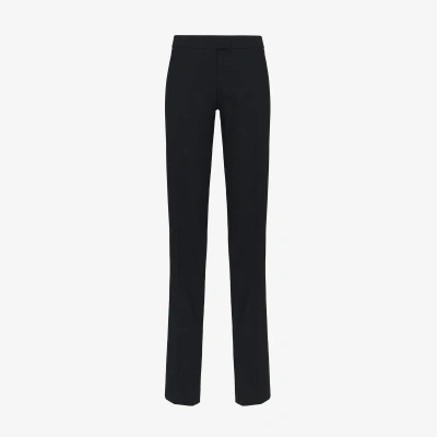 Alexander Mcqueen Low-waisted Straight Leg Trousers In Black