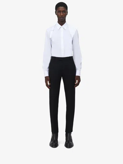 Alexander Mcqueen Low-waisted Tuxedo Cigarette Trousers In Black