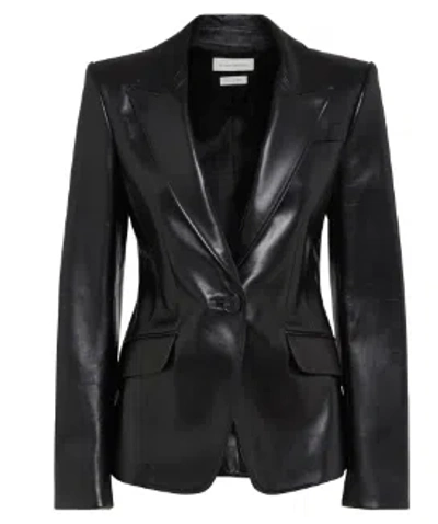 Alexander Mcqueen Luxurious 100% Leather Jacket In Black