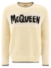 ALEXANDER MCQUEEN LUXURIOUS OFF-WHITE LOGO EMBROIDERED SWEATER FOR MEN