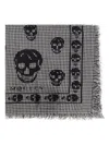 Alexander Mcqueen Houndstooth Skull Printed Frayed-edeg Scarf