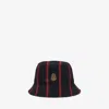 Alexander Mcqueen Men's Wool College Stripe Skull Bucket Hat In Black/red