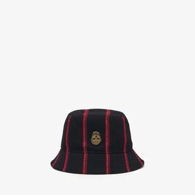 Alexander Mcqueen Men's Wool College Stripe Skull Bucket Hat In Black