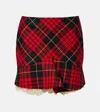 Alexander Mcqueen Macqueen Tartan Ruffled Miniskirt In Brown