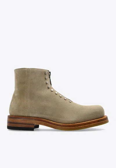 ALEXANDER MCQUEEN MAKER ZIP SUEDE ANKLE BOOTS