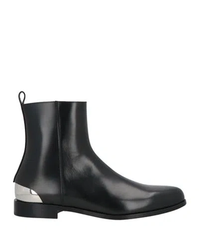 Alexander Mcqueen Man Ankle Boots Black Size 9 Leather