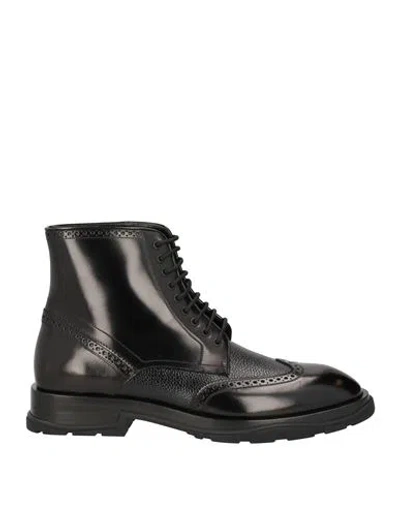 Alexander Mcqueen Man Ankle Boots Black Size 9 Leather