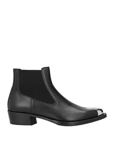 Alexander Mcqueen Man Ankle Boots Black Size 9 Leather