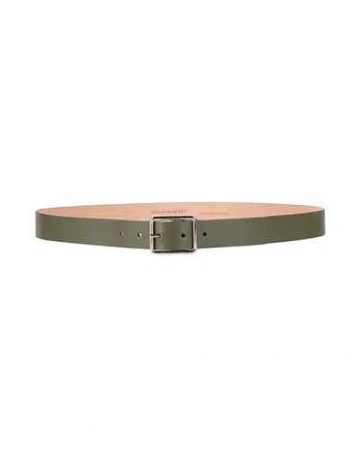 Alexander Mcqueen Man Belt Military Green Size 39.5 Leather In Brown
