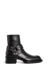 Alexander Mcqueen Black Ankle Boots With Harness Detail In Leather Man In Black