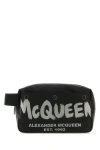 Alexander Mcqueen Man Black Fabric Mcqueen Graffiti Beauty Case In Black