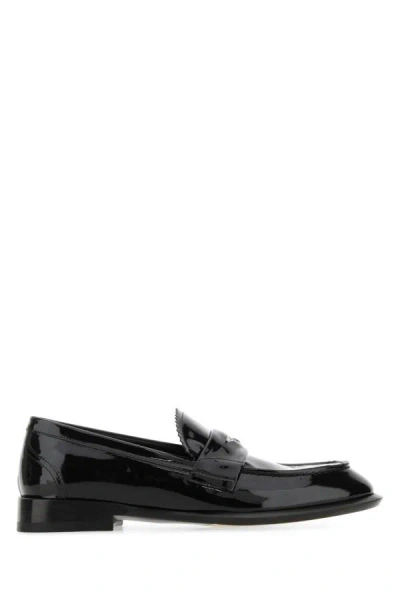 Alexander Mcqueen Man Black Leather Loafers